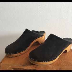 MIA Swedish wooden & suede clogs